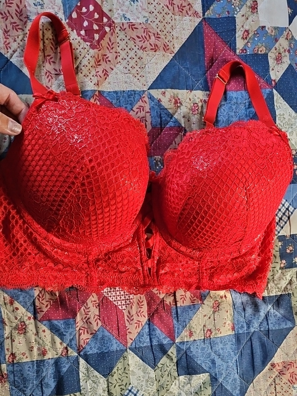 Cacique Red Lace Longline Bra
